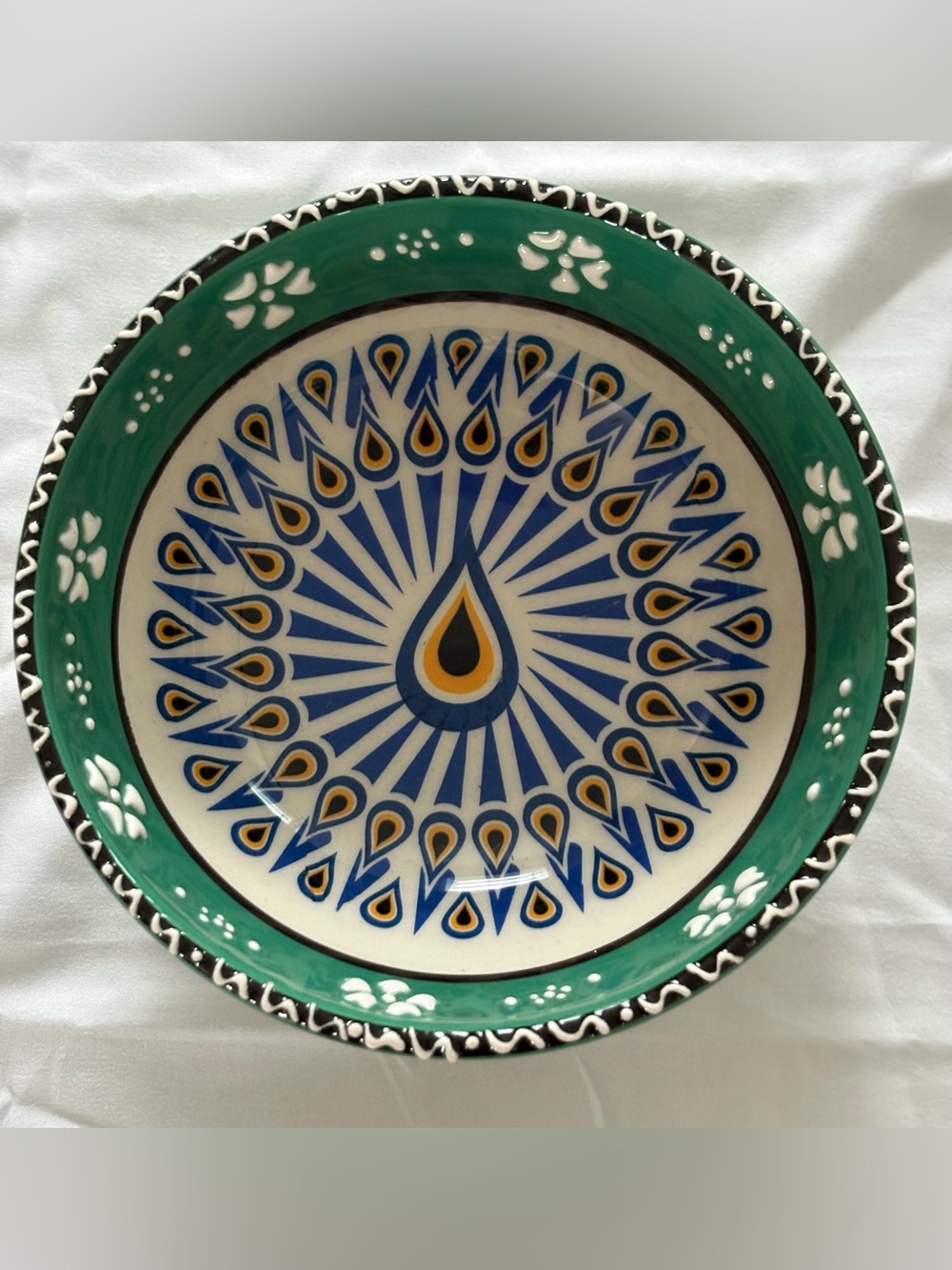 Turkish Authentic Decorative Green and Blue Ceramic Plate– Home Art